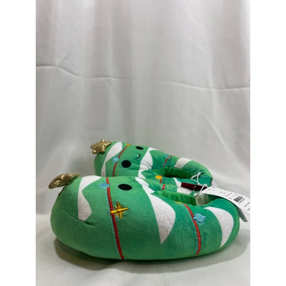 Squishmallows Christmas Tree Plush Slippers Green Holiday Kids Size 4/5 NEW